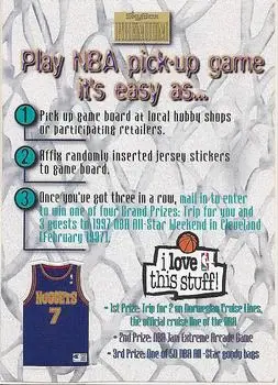 1996-97 SkyBox Premium #7 NBA Pick-Up Game Sweepstakes Stickers Card #7