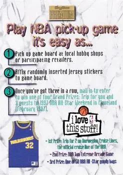 1996-97 SkyBox Premium #9 NBA Pick-Up Game Sweepstakes Stickers Card #9