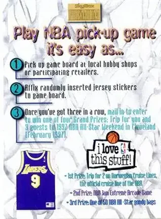 1996-97 SkyBox Premium #13 NBA Pick-Up Game Sweepstakes Stickers Card #13