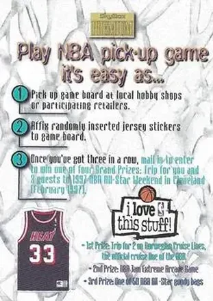 1996-97 SkyBox Premium #14 NBA Pick-Up Game Sweepstakes Stickers Card #14