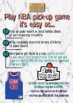 1996-97 SkyBox Premium #17 NBA Pick-Up Game Sweepstakes Stickers Card #17