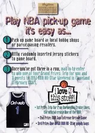 1996-97 SkyBox Premium #19 NBA Pick-Up Game Sweepstakes Stickers Card #19