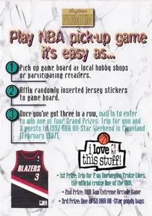 1996-97 SkyBox Premium #22 NBA Pick-Up Game Sweepstakes Stickers Card #22
