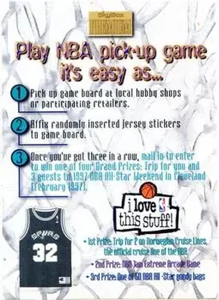 1996-97 SkyBox Premium #24 NBA Pick-Up Game Sweepstakes Stickers Card #24