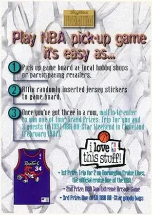 1996-97 SkyBox Premium #26 NBA Pick-Up Game Sweepstakes Stickers Card #26
