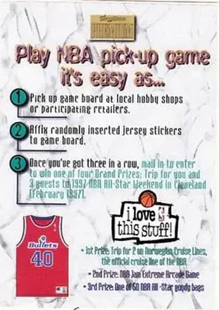 1996-97 SkyBox Premium #29 NBA Pick-Up Game Sweepstakes Stickers Card #29