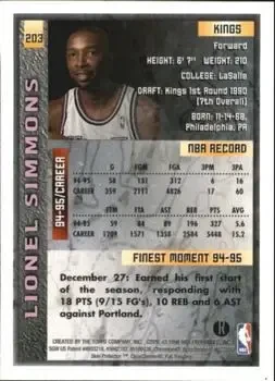 Back of Lionel Simmons
