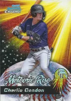 2025 Bowman Chrome #MR-8 Meteoric Rise Mojo Mega Refractor Charlie Condon