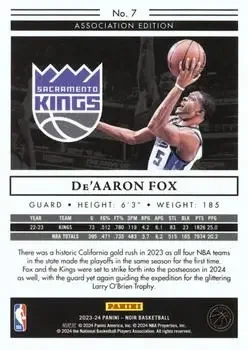 Back of De'Aaron Fox