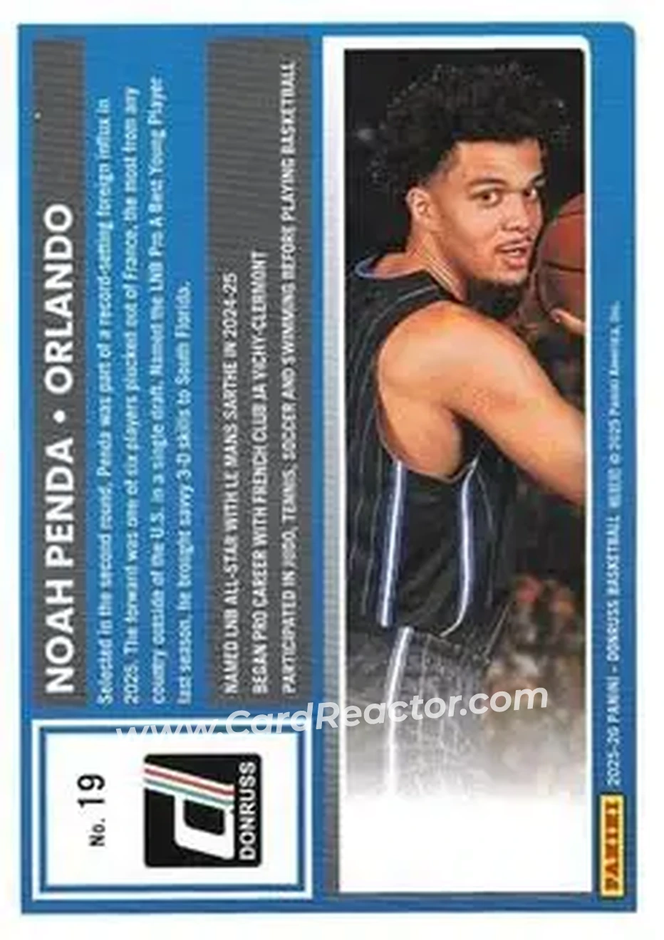2025-26 Donruss #19 - Noah Penda - Orlando Magic - Back