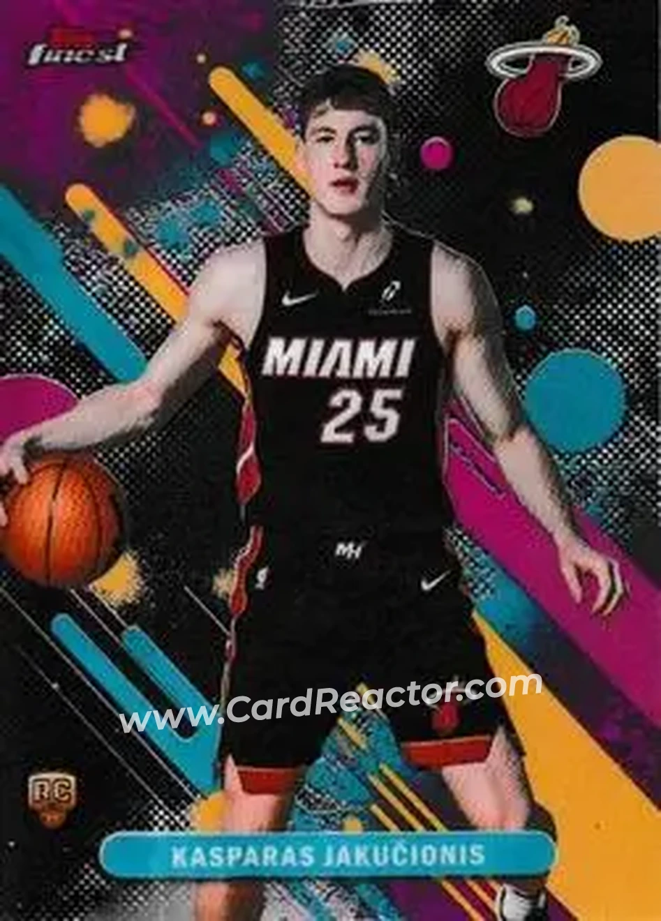 2025-26 Finest #20 - Kasparas Jakučionis - Miami Heat - Front 2025-26 Finest #20 - Kasparas Jakučionis - Miami Heat - Front