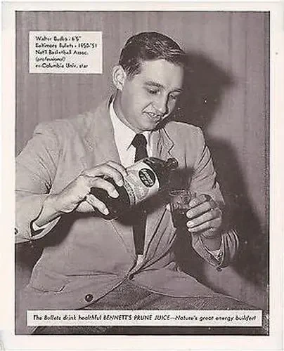 1950-51 Bennett Prune Juice Baltimore Bullets #NNO Walter Budko