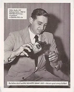 1950-51 Bennett Prune Juice Baltimore Bullets Schedules #NNO Walter Budko