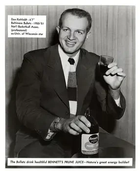 1950-51 Bennett Prune Juice Baltimore Bullets Schedules #NNO Don Rehfeldt