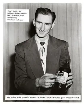 1950-51 Bennett Prune Juice Baltimore Bullets Schedules #NNO Red Rocha