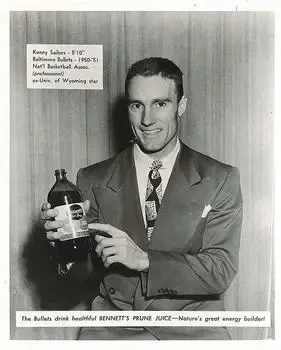 1950-51 Bennett Prune Juice Baltimore Bullets Schedules #NNO Kenny Sailors