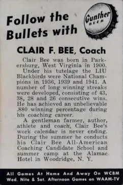 Back of Clair Bee