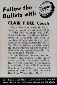 Back of Clair Bee