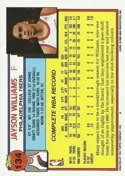 Back of Jayson Williams