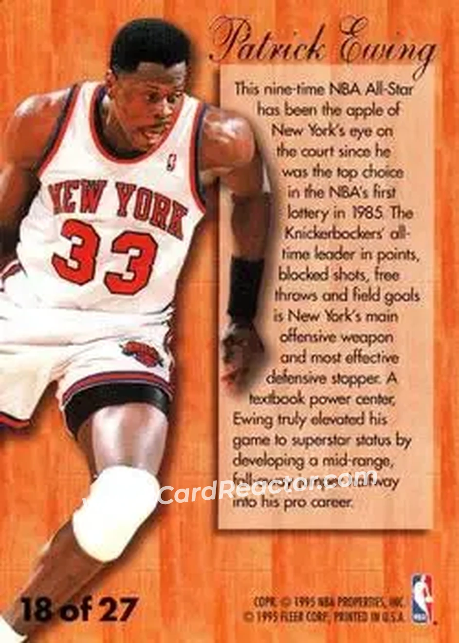 Back of Patrick Ewing