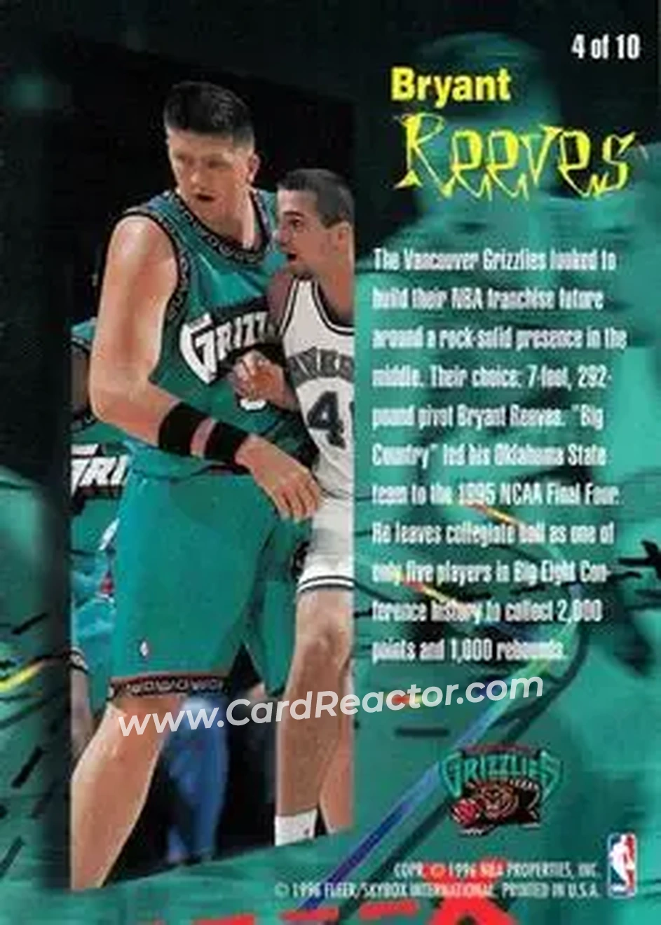 Back of Bryant Reeves
