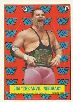 1987 Topps WWF #20 Stickers Jim "The Anvil" Neidhart
