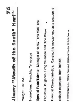 Back of Jimmy "Mouth of the South" Hart