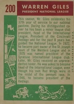 Back of Warren Giles