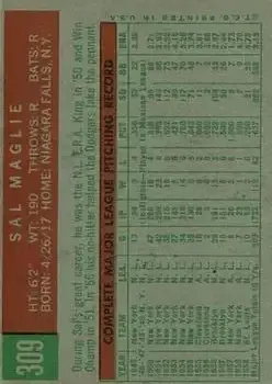 Back of Sal Maglie