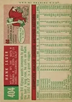Back of Hank Sauer