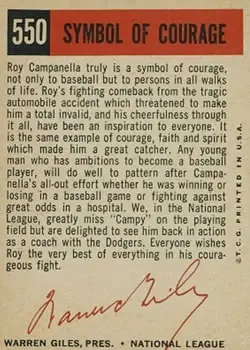 Back of Roy Campanella