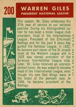 Back of Warren Giles