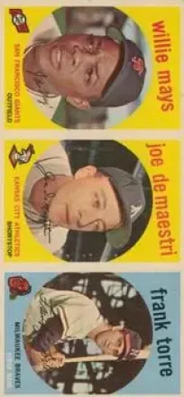1959 Topps - Salesman Samples #NNO - Willie Mays - Joe DeMaestri - Frank Torre - San Francisco Giants - Kansas City Athletics - Milwaukee Braves