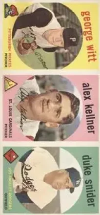 1959 Topps - Salesman Samples #NNO - George Witt - Alex Kellner - Duke Snider - Pittsburgh Pirates - St. Louis Cardinals - Los Angeles Dodgers