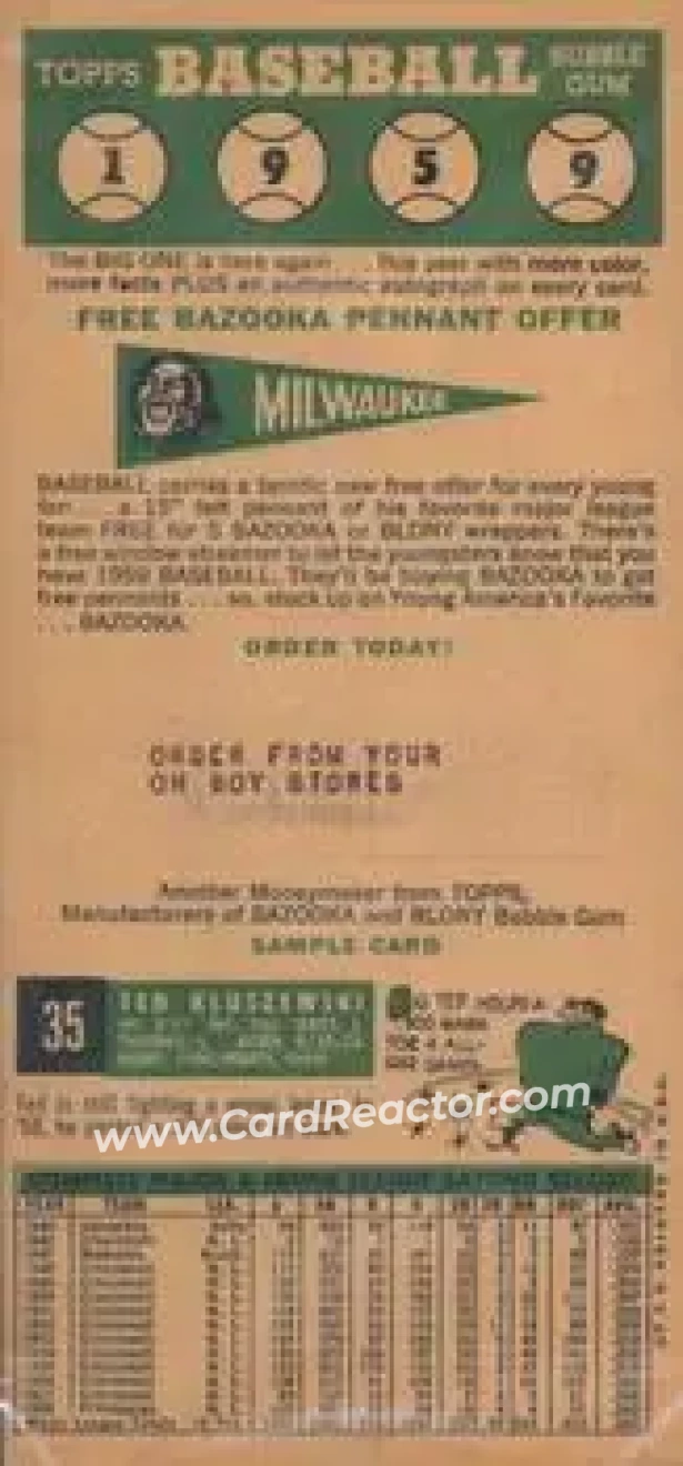 1959 Topps - Salesman Samples #NNO - Joe Pignatano - Sam Jones - Jack Urban - Los Angeles Dodgers - St. Louis Cardinals - Kansas City Athletics - Back 1959 Topps - Salesman Samples #NNO - Joe Pignatano - Sam Jones - Jack Urban - Los Angeles Dodgers - St. Louis Cardinals - Kansas City Athletics - Back