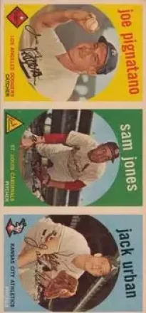 1959 Topps - Salesman Samples #NNO - Joe Pignatano - Sam Jones - Jack Urban - Los Angeles Dodgers - St. Louis Cardinals - Kansas City Athletics