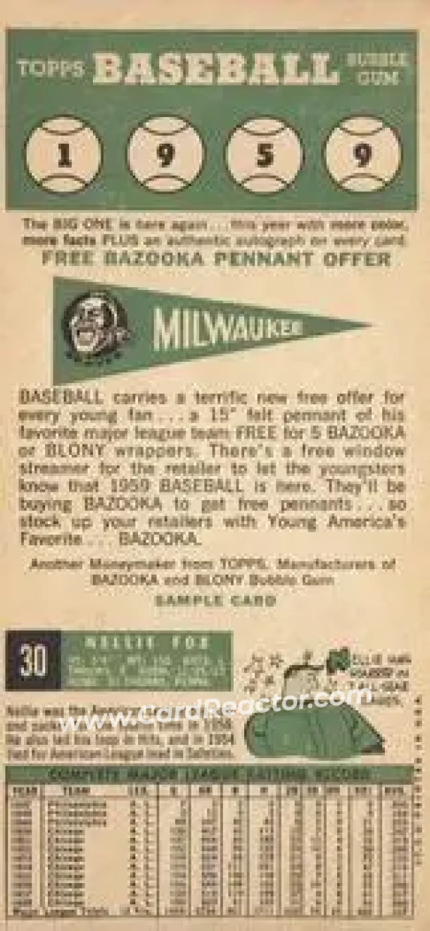 1959 Topps - Salesman Samples #NNO - Mel Roach - Brooks Lawrence - Warren Spahn - Milwaukee Braves - Cincinnati Redlegs - Back 1959 Topps - Salesman Samples #NNO - Mel Roach - Brooks Lawrence - Warren Spahn - Milwaukee Braves - Cincinnati Redlegs - Back