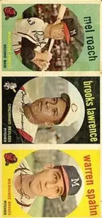1959 Topps - Salesman Samples #NNO - Mel Roach - Brooks Lawrence - Warren Spahn - Milwaukee Braves - Cincinnati Redlegs