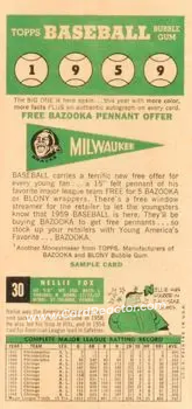 1959 Topps - Salesman Samples #NNO - Bob Cerv - Jim Bolger - Mickey Mantle - Kansas City Athletics - Chicago Cubs - New York Yankees - Back