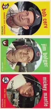 1959 Topps - Salesman Samples #NNO - Bob Cerv - Jim Bolger - Mickey Mantle - Kansas City Athletics - Chicago Cubs - New York Yankees