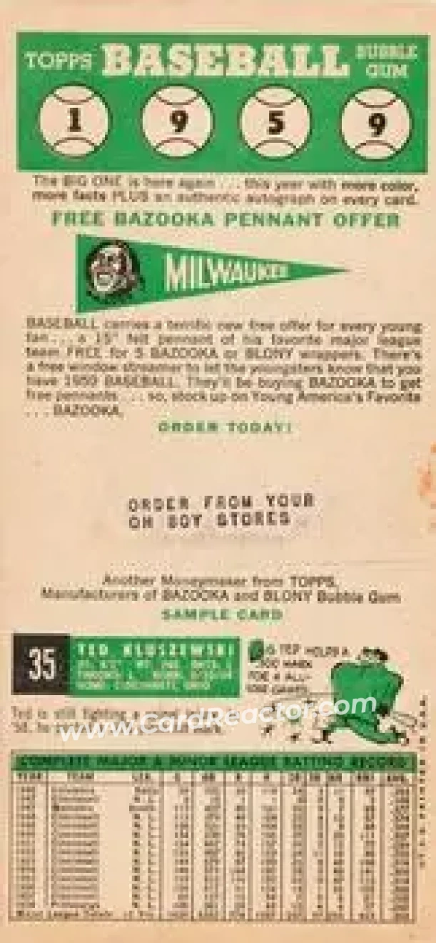 1959 Topps - Salesman Samples #NNO - Al Pilarcik - Pedro Ramos - Harry Chiti - Baltimore Orioles - Washington Senators - Kansas City Athletics - Back 1959 Topps - Salesman Samples #NNO - Al Pilarcik - Pedro Ramos - Harry Chiti - Baltimore Orioles - Washington Senators - Kansas City Athletics - Back