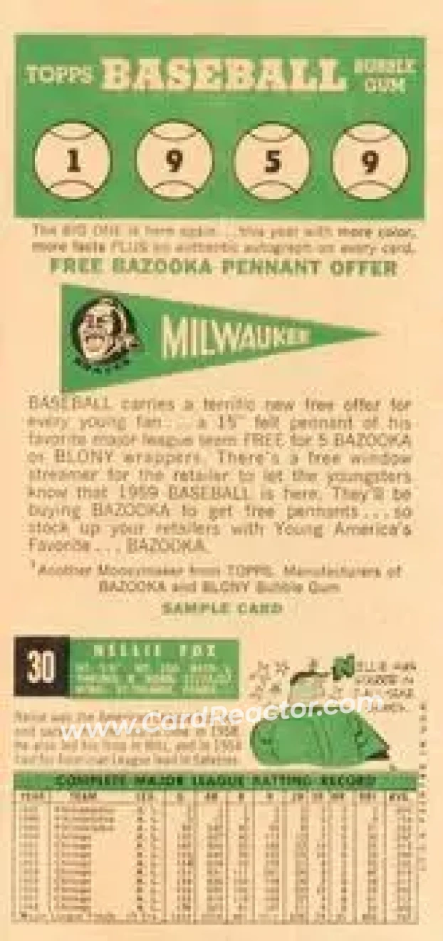 1959 Topps - Salesman Samples #NNO - Connie Johnson - Vito Valentinetti - Ken Lehman - Baltimore Orioles - Washington Senators - Philadelphia Phillies - Back
