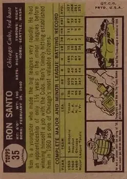 Back of Ron Santo
