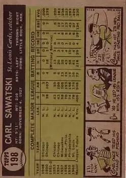 Back of Carl Sawatski