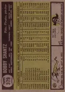 Back of Bobby Shantz