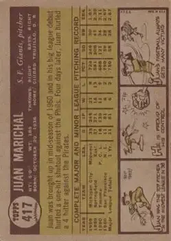 Back of Juan Marichal