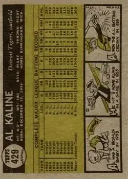 Back of Al Kaline