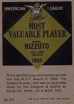 Back of Phil Rizzuto