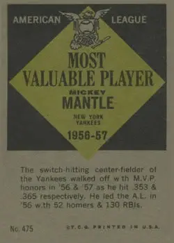 Back of Mickey Mantle