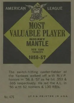 Back of Mickey Mantle